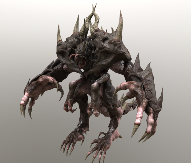 four hands monster 3D Model .c4d .max .obj .3ds .fbx .stl .blend 