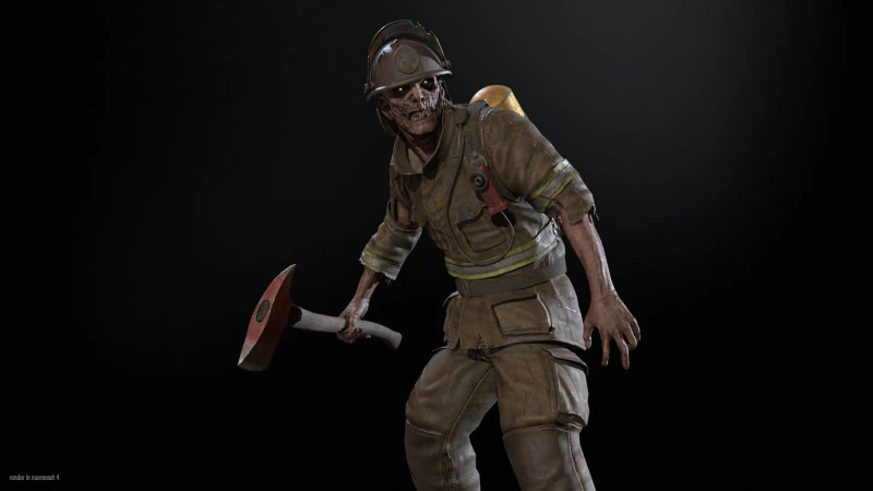 ZombieFirefighter 3D Model .c4d .max .obj .3ds .fbx .stl .blend 