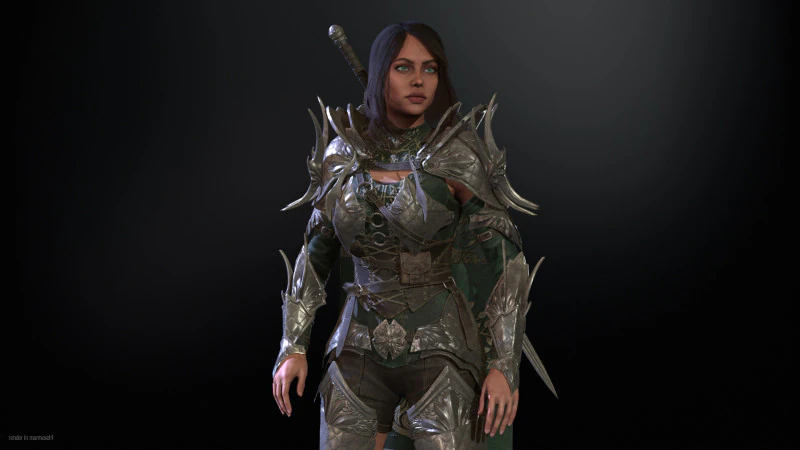 Knight Girl 3D Model .c4d .max .obj .3ds .fbx .stl .blend 
