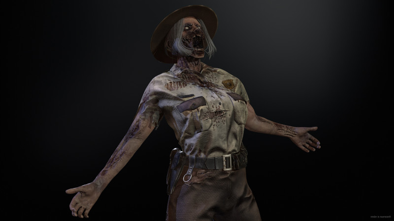 ZombieCopGirl 3D-Modell .c4d .max .obj .3ds .fbx .stl .blend 