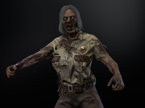 ZombieCopGirl 3D-Modell