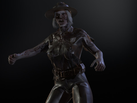 ZombieCopGirl 3D-Modell