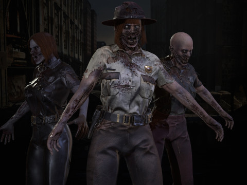 ZombieCopGirl 3D-Modell