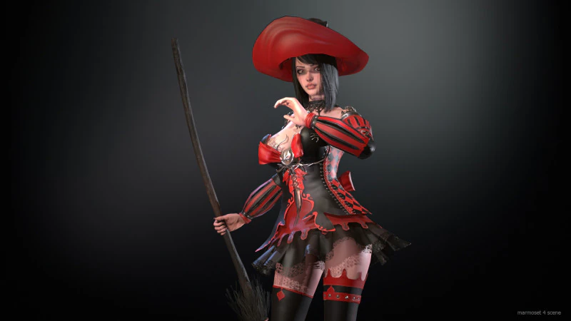 Witch1 3D Model .c4d .max .obj .3ds .fbx .stl .blend 