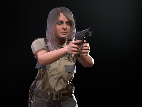 Police Woman Model 3D