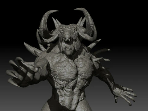 DemonBoss5 High Poly for 3d Print 3D Print Model