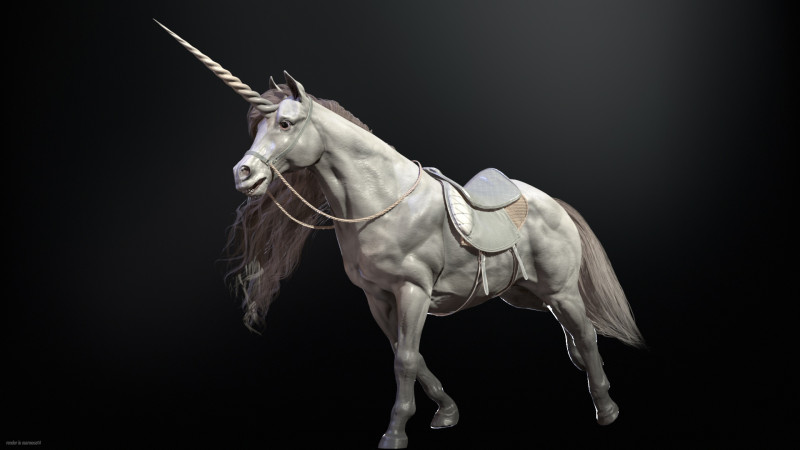 White Unicorn 3D Model .c4d .max .obj .3ds .fbx .stl .blend 