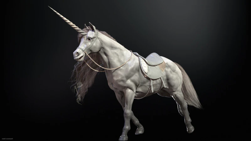 White Unicorn 3D Model .c4d .max .obj .3ds .fbx .stl .blend 