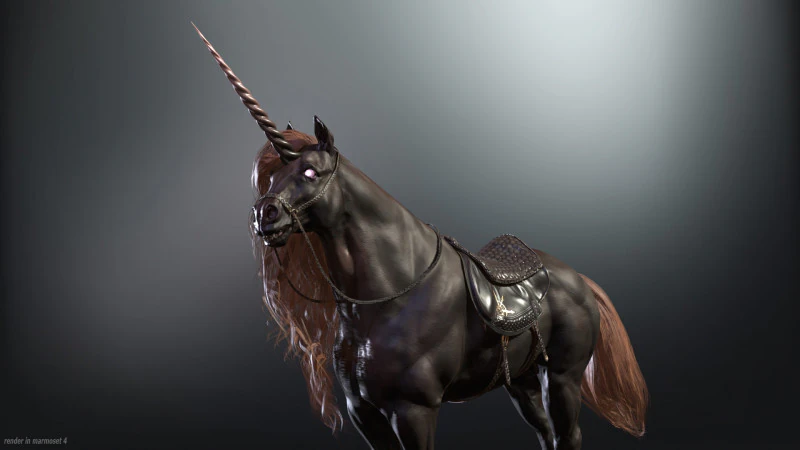 Unicorno scuro Modello 3D .c4d .max .obj .3ds .fbx .stl .blend 