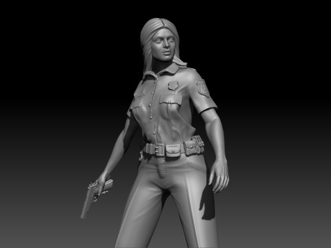 Police Girl for 3d Print 3D-printmodel