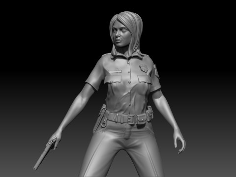 Police Girl for 3d Print 3D-printmodel