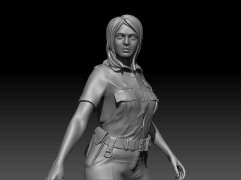 Police Girl for 3d Print 3D-printmodel