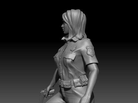 Police Girl for 3d Print 3D-printmodel