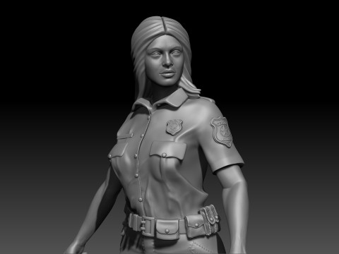 Police Girl for 3d Print 3D-printmodel