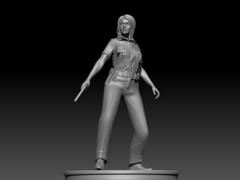 Police Girl for 3d Print 3D-printmodel