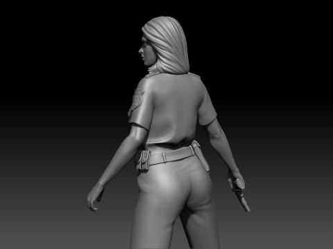 Police Girl for 3d Print 3D-printmodel