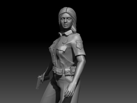 Police Girl for 3d Print 3D-printmodel