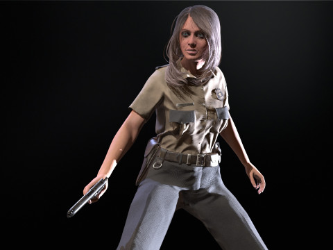 Police Girl for 3d Print 3D-printmodel