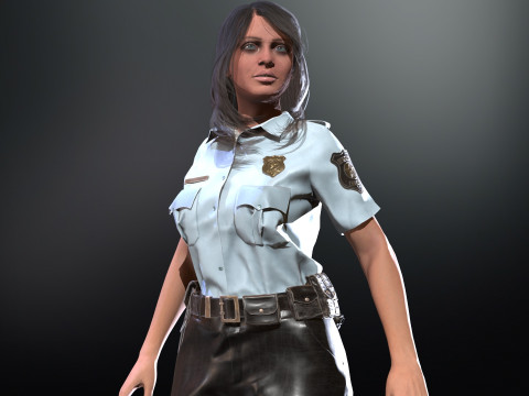 Police Girl for 3d Print 3D-printmodel