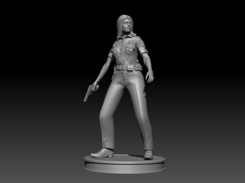 Police Girl for 3d Print 3D-printmodel