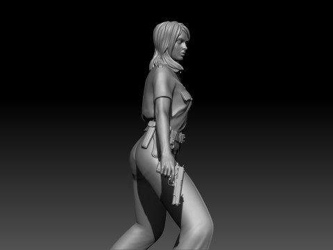 Police Girl for 3d Print 3D-printmodel