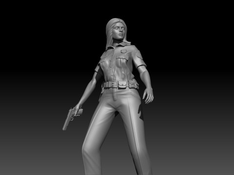 Police Girl for 3d Print 3D-printmodel