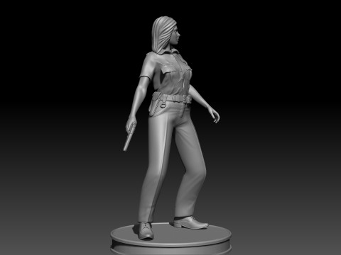 Police Girl for 3d Print 3D-printmodel