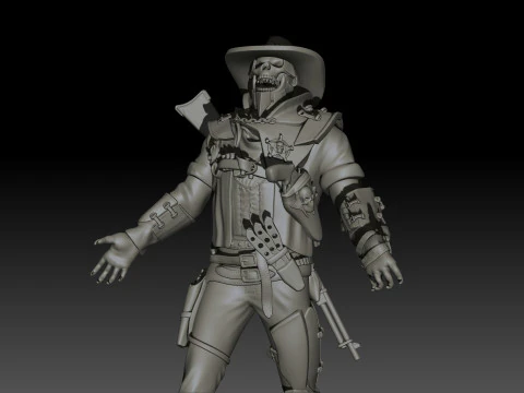 Hell Sheriff High Poly for 3d Print 3D Print Model