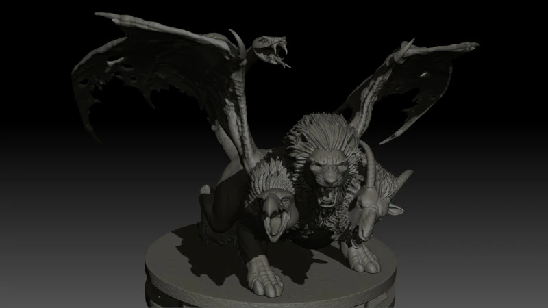 Chimera High Poly for 3d Print 3D Print Model .c4d .max .obj .3ds .fbx .stl .blend 