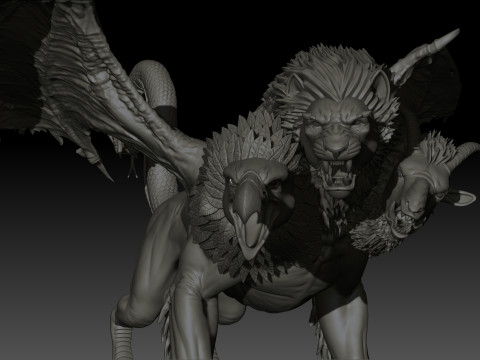 Chimera High Poly for 3d Print 3D Print Model