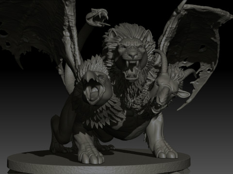 Chimera High Poly for 3d Print 3D Print Model