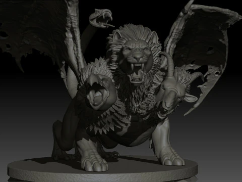 Chimera High Poly for 3d Print 3D Print Model