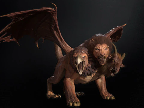 Chimera High Poly for 3d Print 3D Print Model