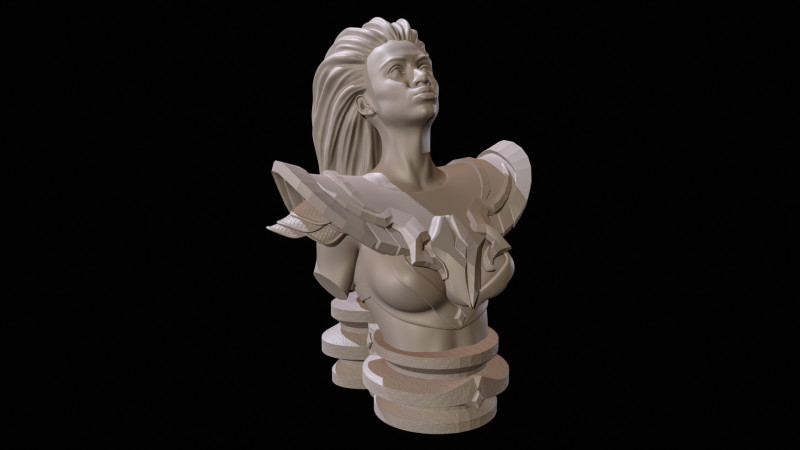 Fantasy Warrior Bust High Poly for 3D Print 3D Print Model .c4d .max .obj .3ds .fbx .stl .blend