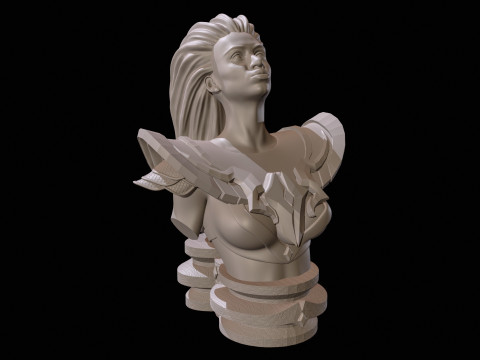 Fantasy Warrior Bust High Poly for 3D Print 3D Print Model