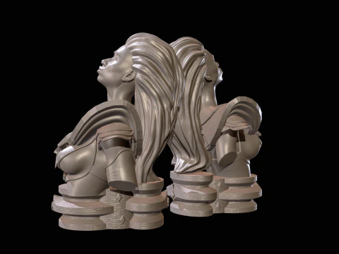 Fantasy Warrior Bust High Poly for 3D Print 3D Print Model