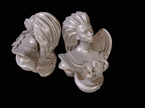 Fantasy Warrior Bust High Poly for 3D Print 3D Print Model