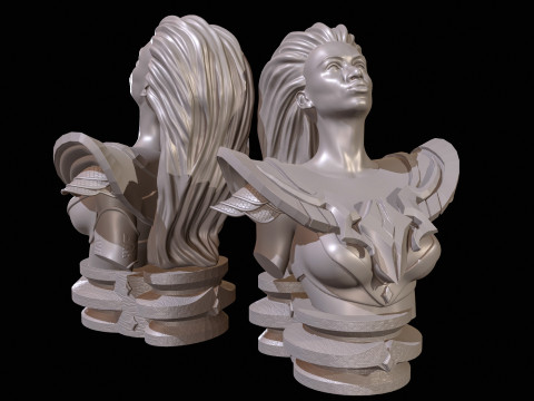 Fantasy Warrior Bust High Poly for 3D Print 3D Print Model