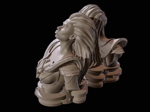Fantasy Warrior Bust High Poly for 3D Print 3D Print Model
