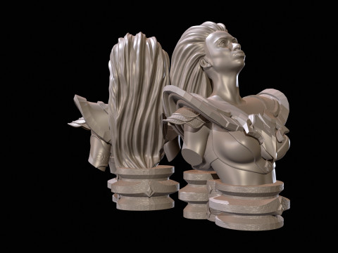 Fantasy Warrior Bust High Poly for 3D Print 3D Print Model