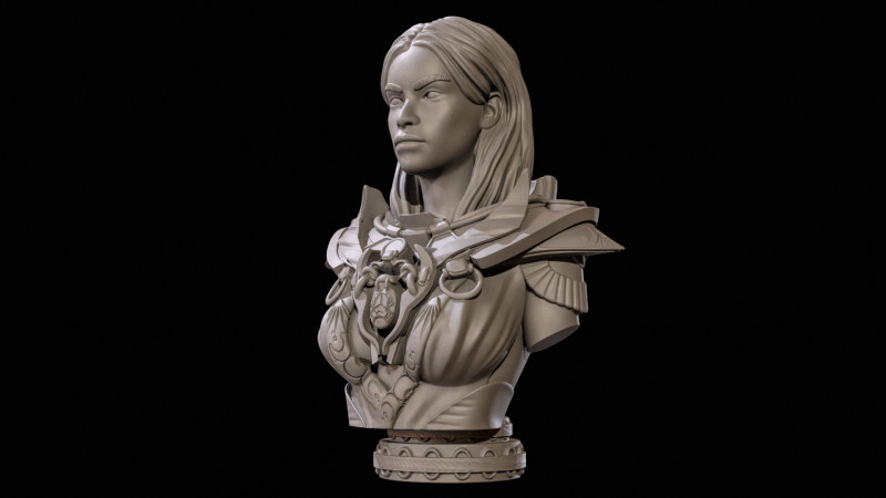 Fantasy Warrior Bust 2 High Poly for 3D Print 3D Print Model .c4d .max .obj .3ds .fbx .stl .blend