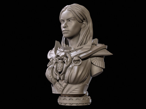 Fantasy Warrior Bust 2 High Poly for 3D Print 3D Print Model