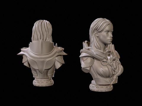 Fantasy Warrior Bust 2 High Poly for 3D Print 3D Print Model