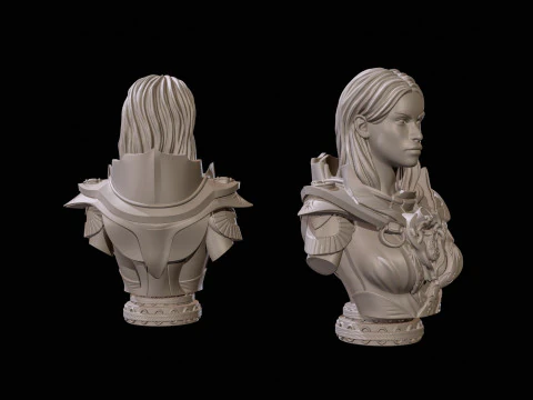 Fantasy Warrior Bust 2 High Poly for 3D Print 3D Print Model