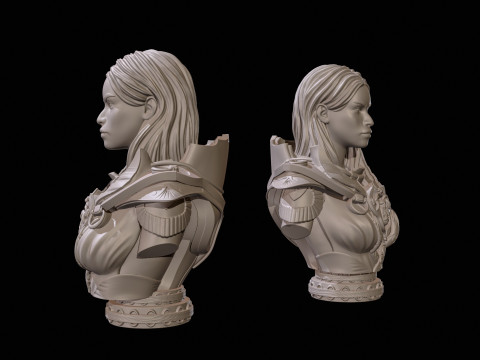 Fantasy Warrior Bust 2 High Poly for 3D Print 3D Print Model