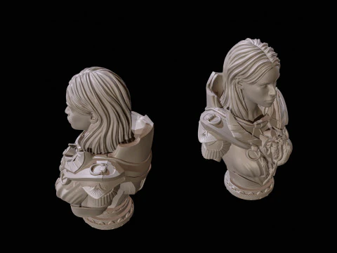 Fantasy Warrior Bust 2 High Poly for 3D Print 3D Print Model
