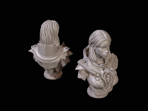 Fantasy Warrior Bust 2 High Poly for 3D Print 3D Print Model