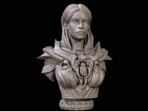 Fantasy Warrior Bust 2 High Poly for 3D Print 3D Print Model