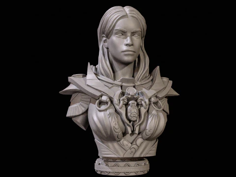 Fantasy Warrior Bust 2 High Poly for 3D Print 3D Print Model