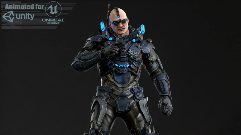 CyberCop 3D Model .c4d .max .obj .3ds .fbx .stl .blend 